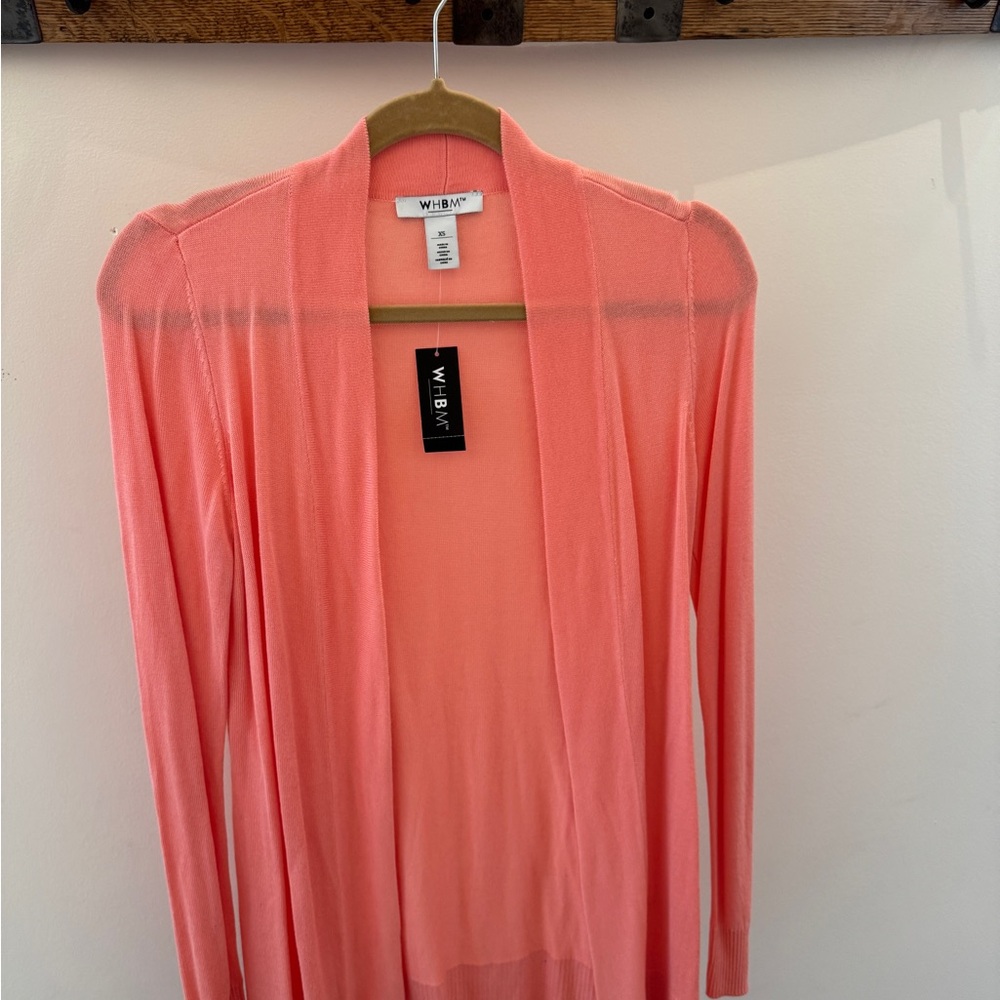 WHBM Coral Open Front Cardigan